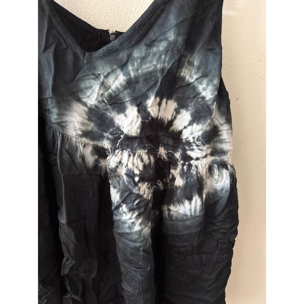 NWT One Teaspoon Sz S Black White Tie Dye V-Neck Sleeveless Beach Cami Romper - Picture 3 of 6